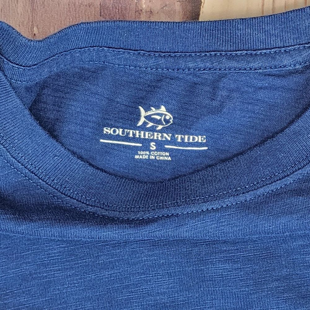 Southern Tide Size Small Long Sleeve Shirt Channel Marker Navy‎ Blue Crew Neck - Picture 4 of 5